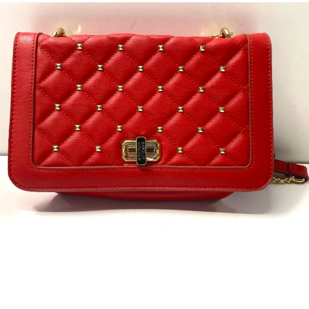 Badgley Mischka Studded Red Quilted Crossbody handbag NWT